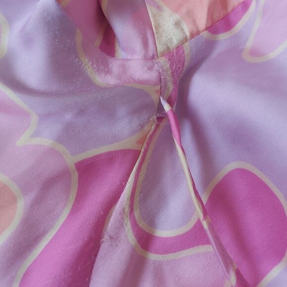 Bright Pink & Yellow Silky Sleeveless Slip Mini Dress Size 6 - Picture 10 of 10